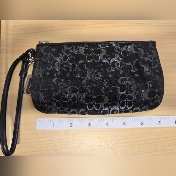 COACH Lurex Black Gray Silver Wristlet - Picture 2 of 13